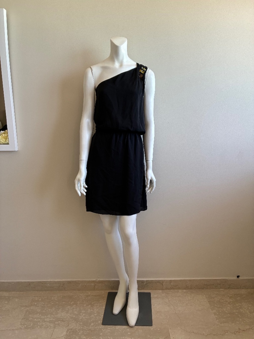 Elijah One-Shoulder Jewel Silk Dress